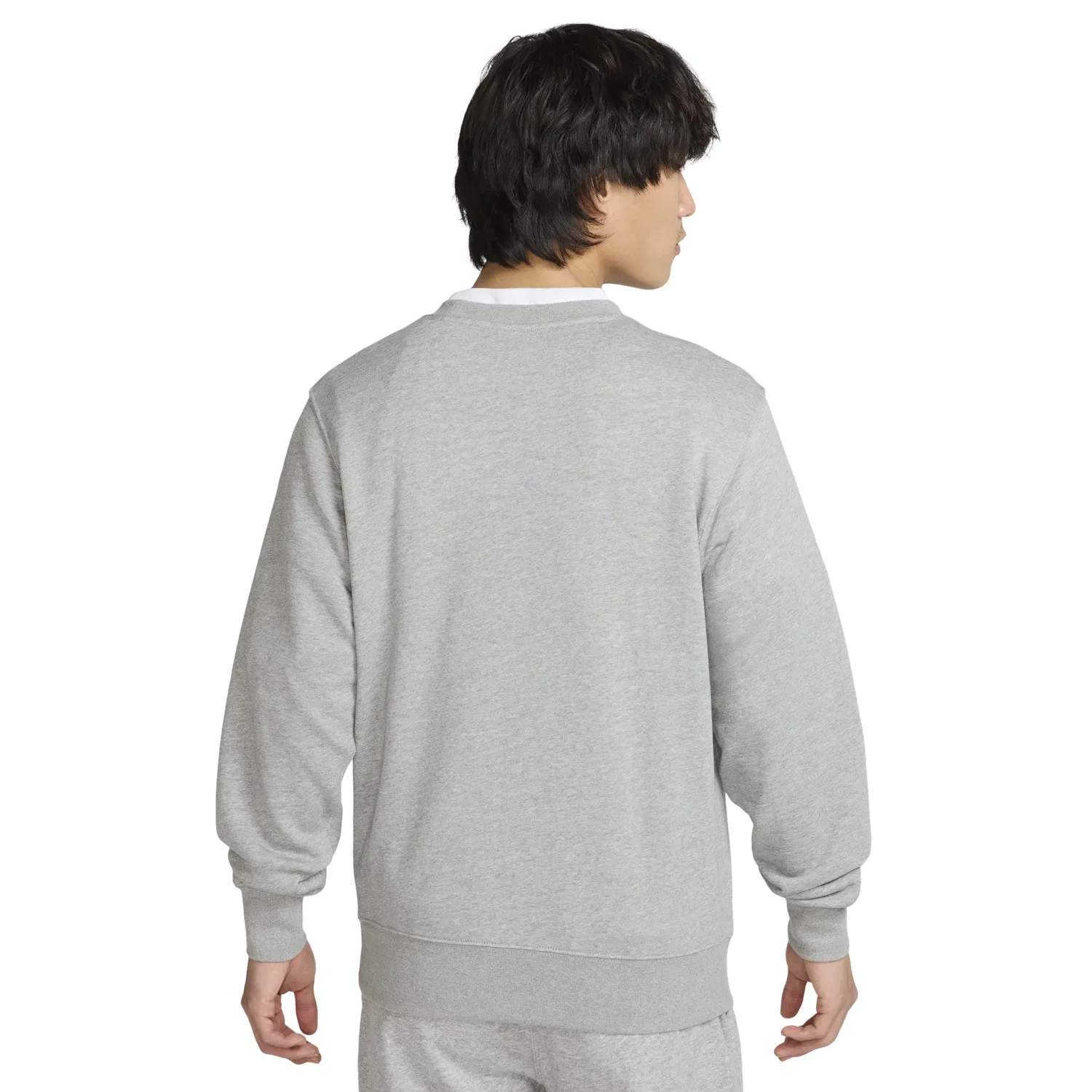 Мужская футболка Club French Terry Crew 'Dark Grey Heather Light Smoke Grey White' Nike, Dark Grey Heather/Light Smoke Grey/White — фото 3