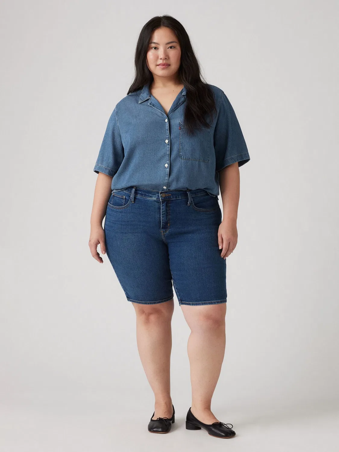 Шорты бермуды shaping, clever girl blue Levi's, синий — фото 4