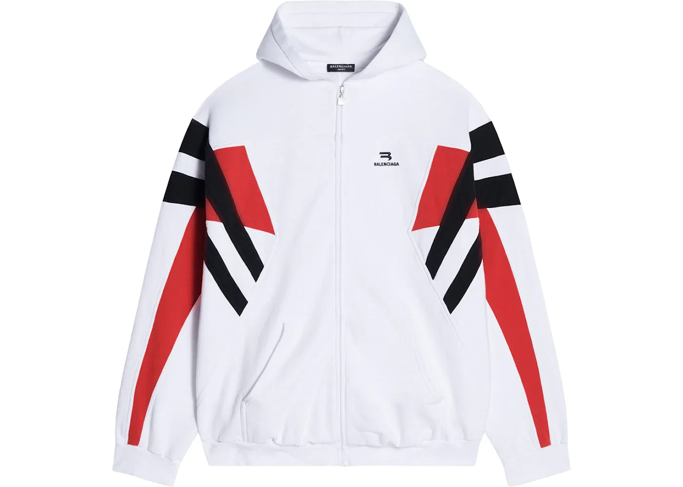 Мужская худи с застежкой-молнией Sporty B Zip-Up Tracksuit Hoodie Balenciaga, White/Red/Black