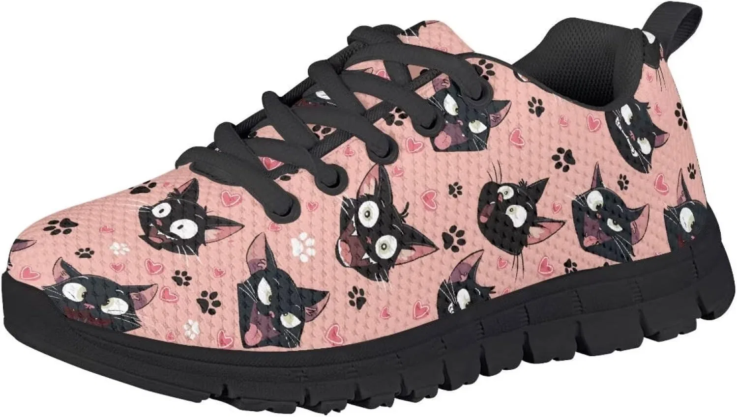 Детские кроссовки для девочек с сеткой Ystardream, Funny Black Cat — фото 2