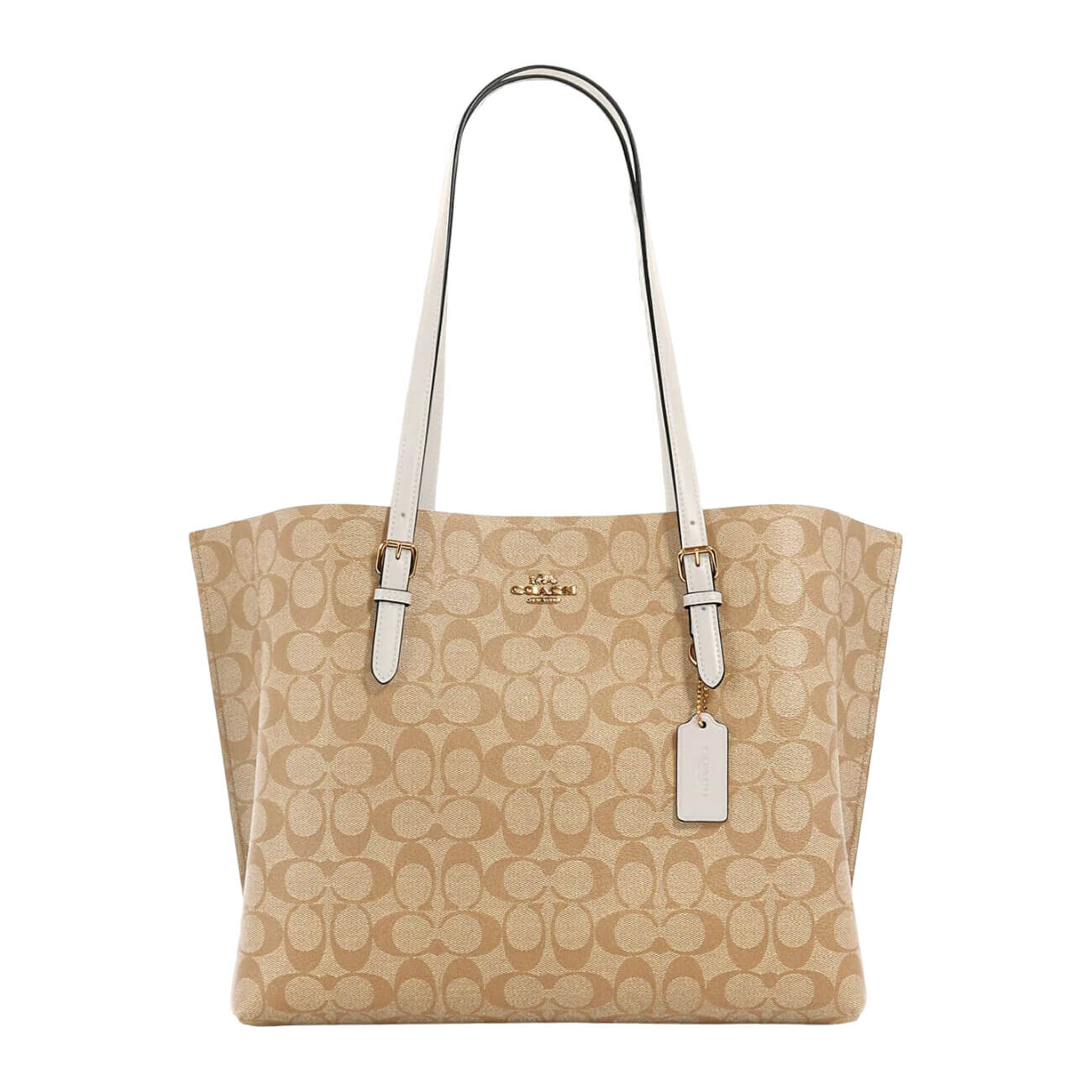 

Сумка Coach Outlet Mollie Tote in Signature Canvas, светло-бежевый/белый