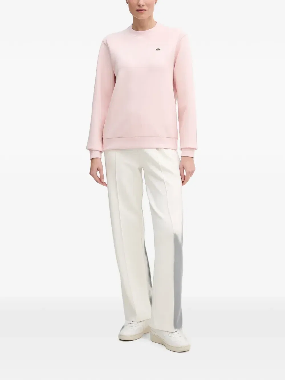 Свитер Lacoste с логотипом на нашивке и ребристой отделкой, розовый — фото 2