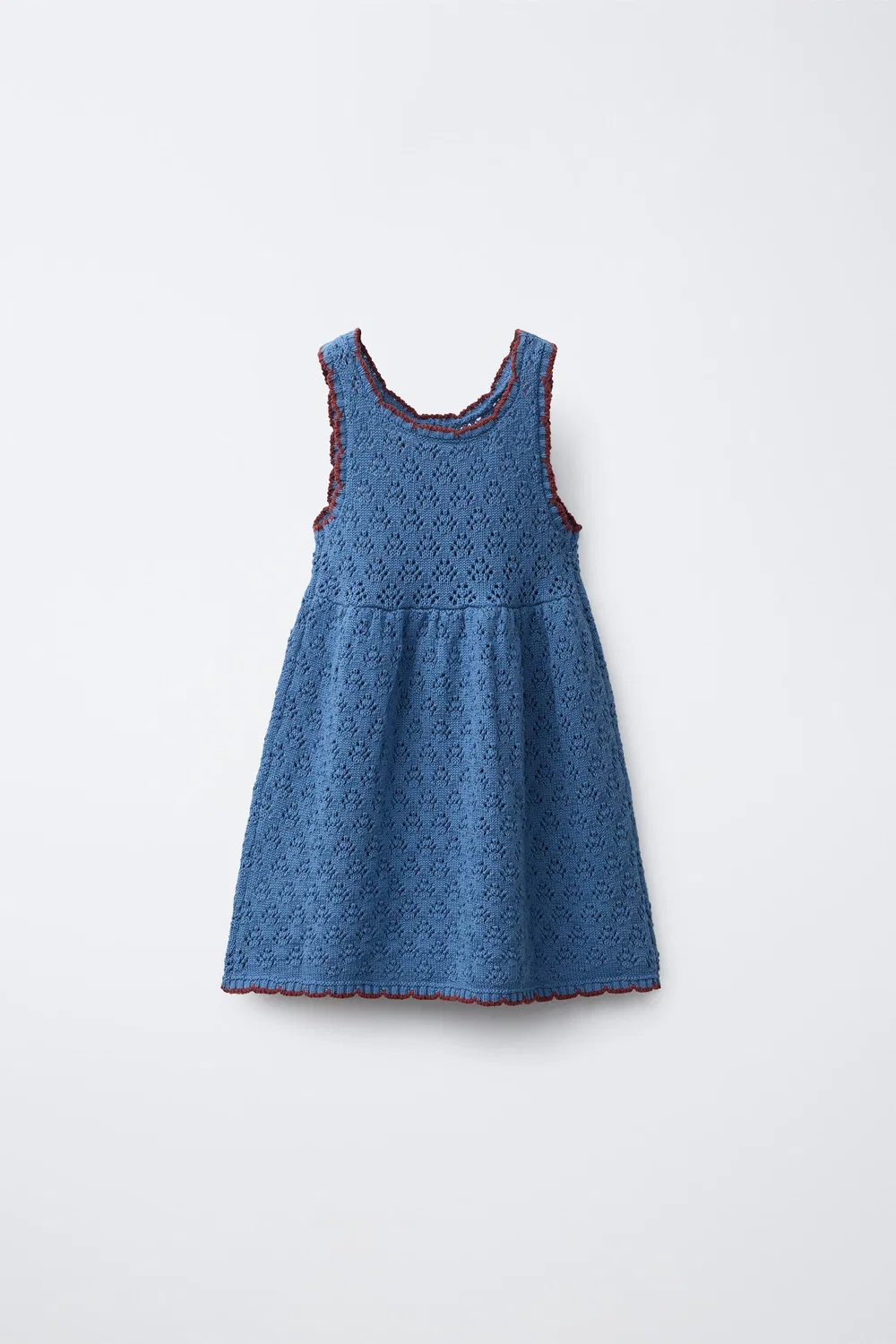 Вязаное платье с вышитыми цветами ZARA, Mid-Blue — фото 2