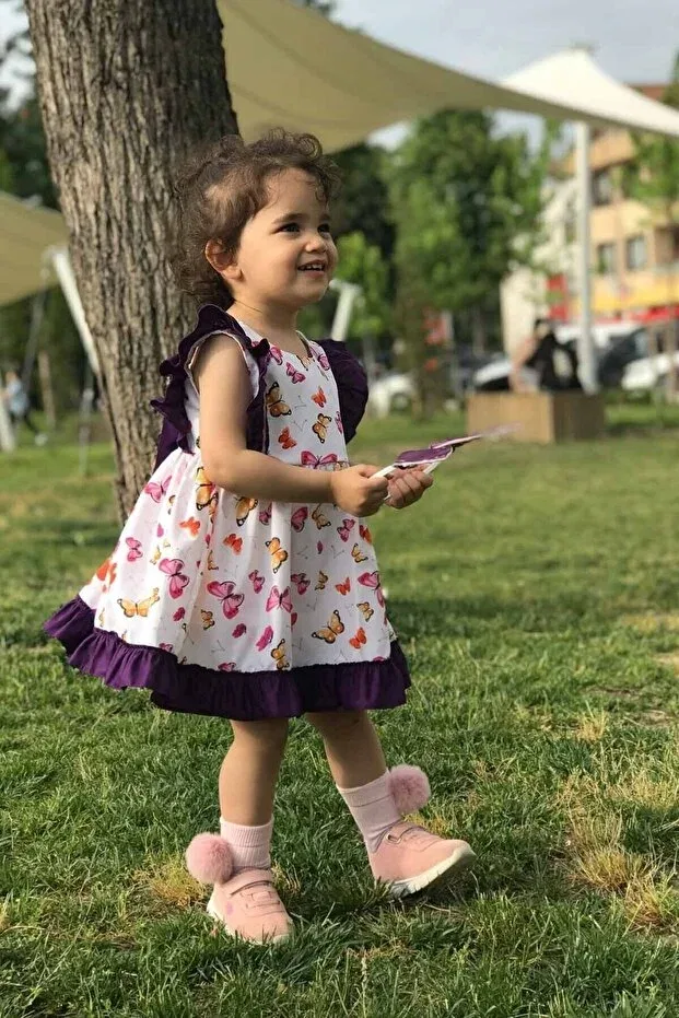 Детское платье для девочек с принтом Butterfly patterned Bertuğ Bebek, Multicolor