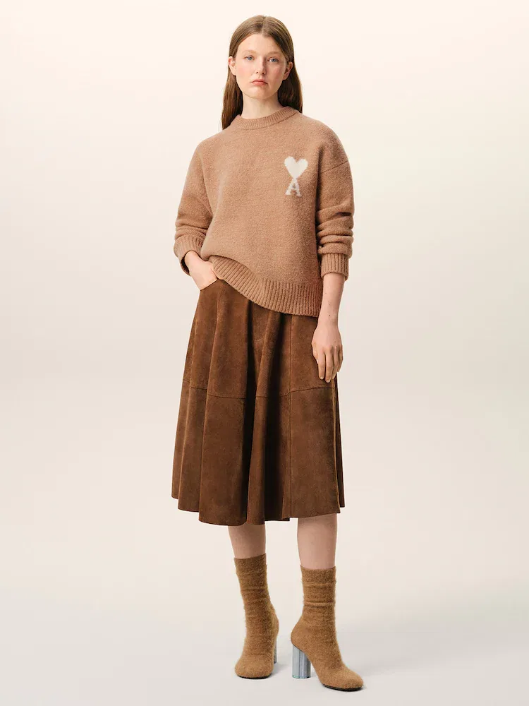 Свитер с круглым вырезом Adc Crewneck AMI PARIS, Camel/Ecru
