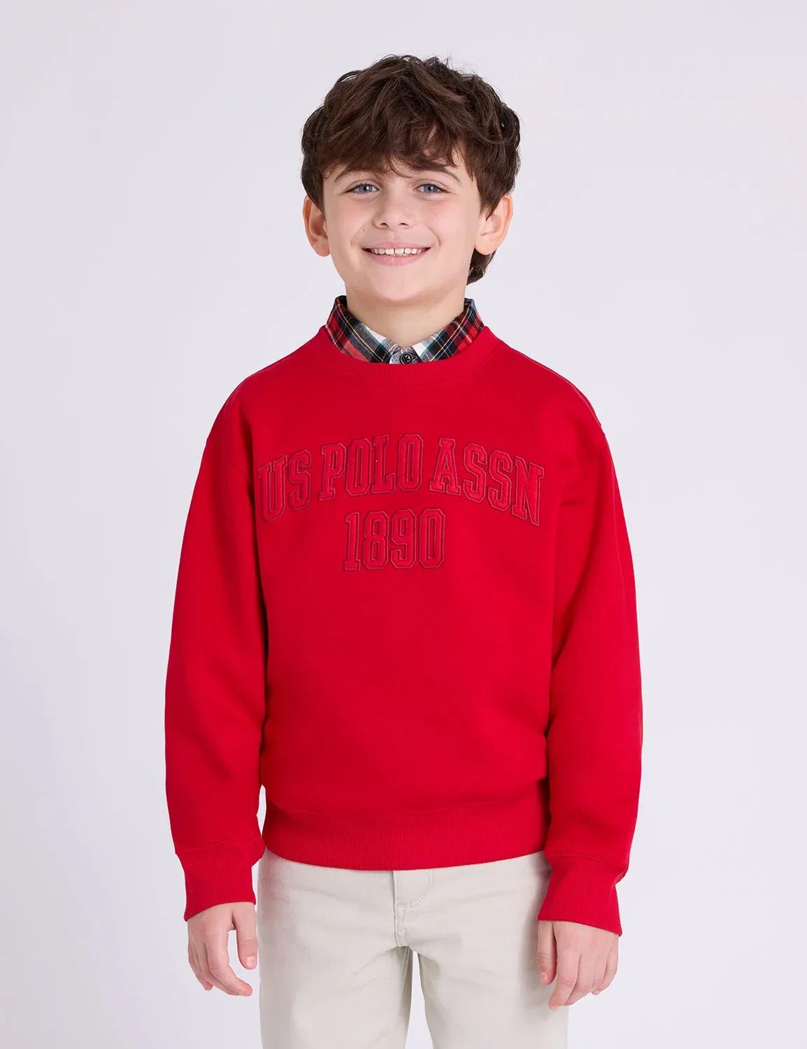 Детский флисовый пуловер с аппликацией в виде логотипа U.S. Polo Assn, Engine Red — фото 2