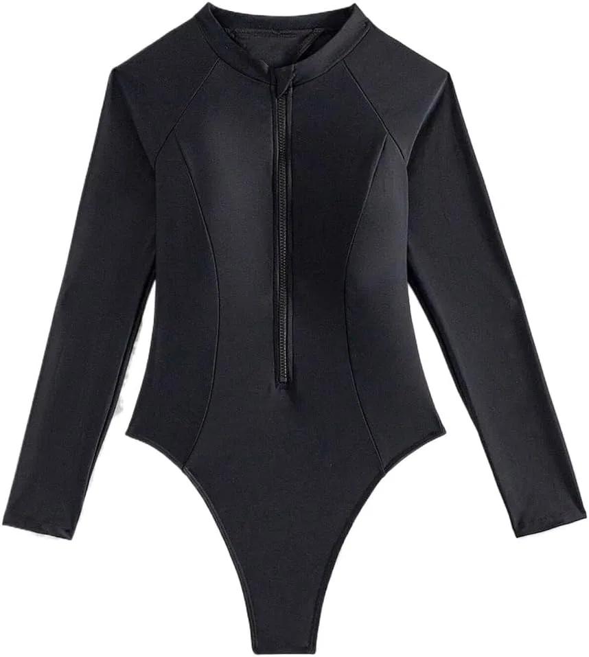 Женский монокини с вырезом с длинным рукавом High Neck, Black