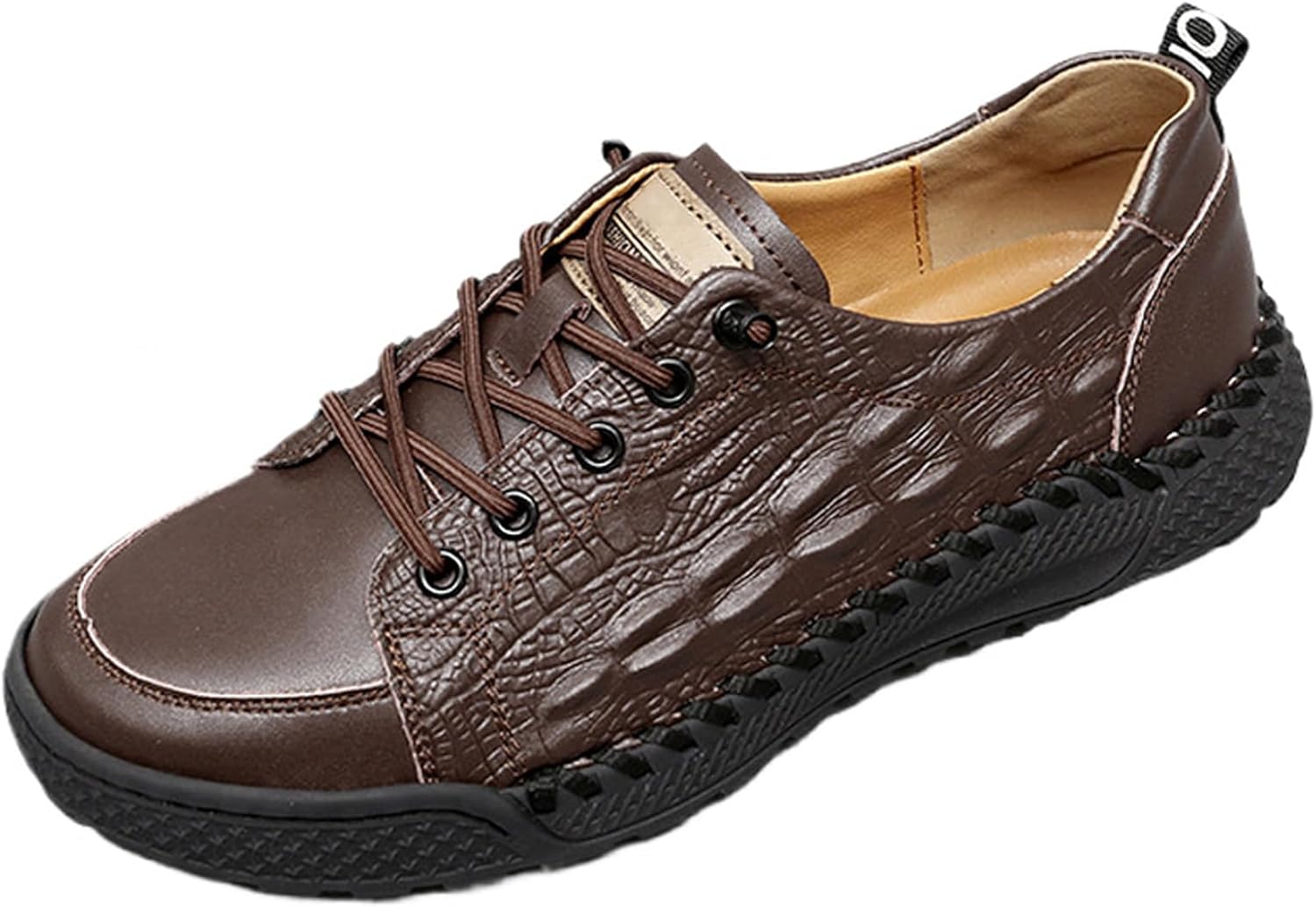 

Мужские кроссовки на шнуровке с плоской подошвой из кожи с принтом, противоскользящие, повседневные, ручной работы, легкие, дышащие, для делового и повседневного ношения, для прогулок, работы, бизнеса и вождения Wyuetra, коричневый