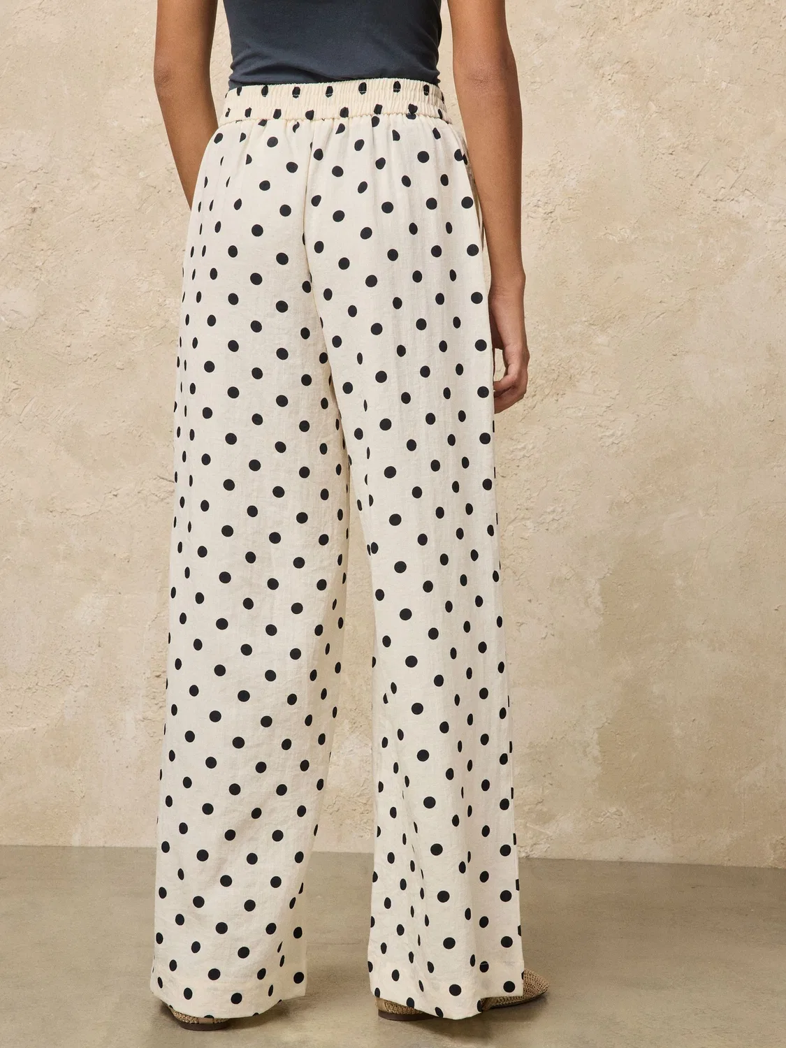 Брюки супер-широкие, модель White/Black Spot Pull On Next, белый/черный в горошек — фото 4