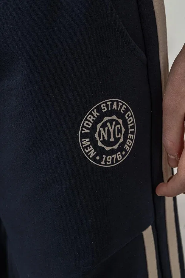 Детские шорты для мальчиков с принтом New york state college printed side stripe Mışıl Kids, Navy Blue — фото 3