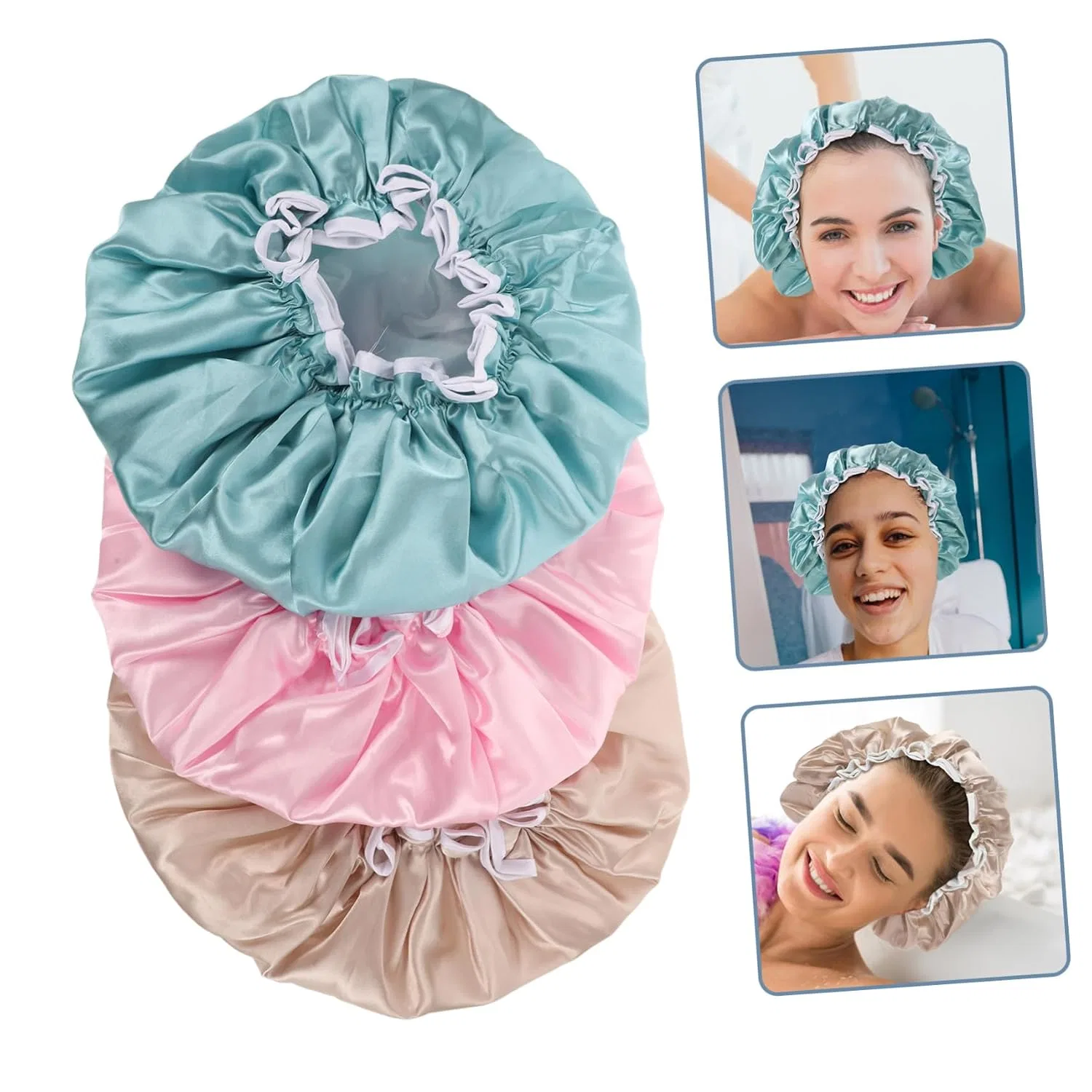 Шапочка для душаs, Double Layer, Waterproof, AUTSUPPL, Pack of 3, 31x31cm — фото 3