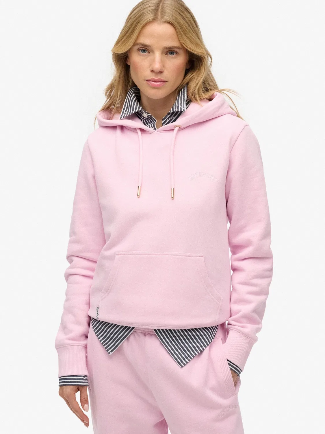 Худи с вышивкой логотипа Superdry, свободный крой, розовый — фото 3