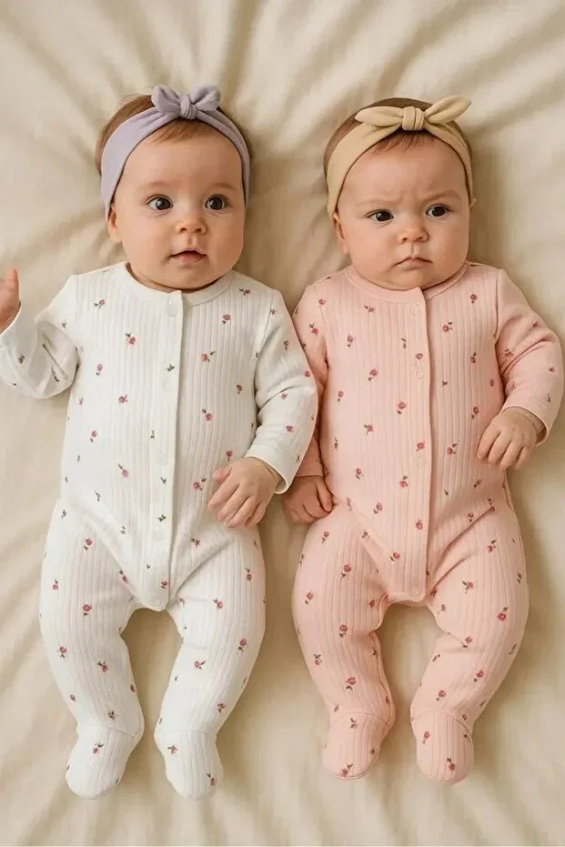 Детский комбинезон для девочек с принтом Defne Lina Baby, Pink — фото 2