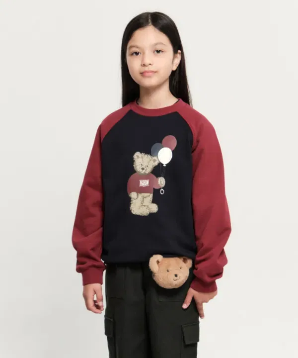 Свитшот с принтом воздушного шара и мишки, Raglan Marithé Kids, бордовый