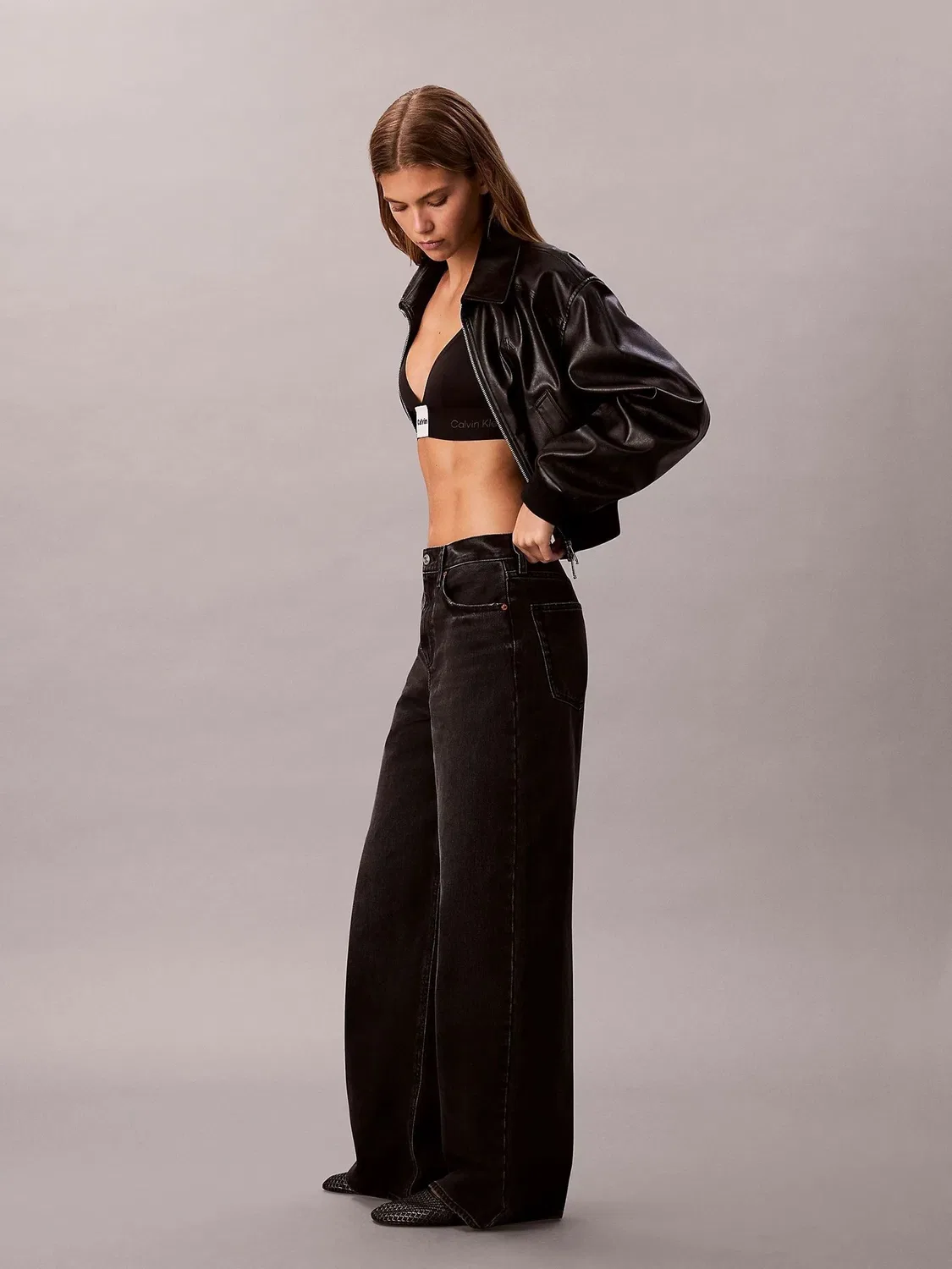 Джинсы широкие Calvin Klein, черный — фото 4