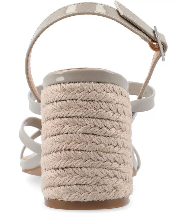 Женские босоножки Olivina Espadrille на блочном каблуке с ремешками Journee Collection, серый — фото 3