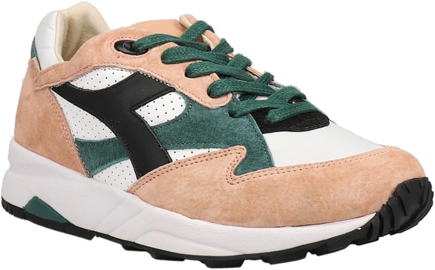 Кроссовки мужские Diadora Eclipse Italia с перфорированной верхней частью и шнуровкой, повседневные - зеленые, розовые, белые — фото 2