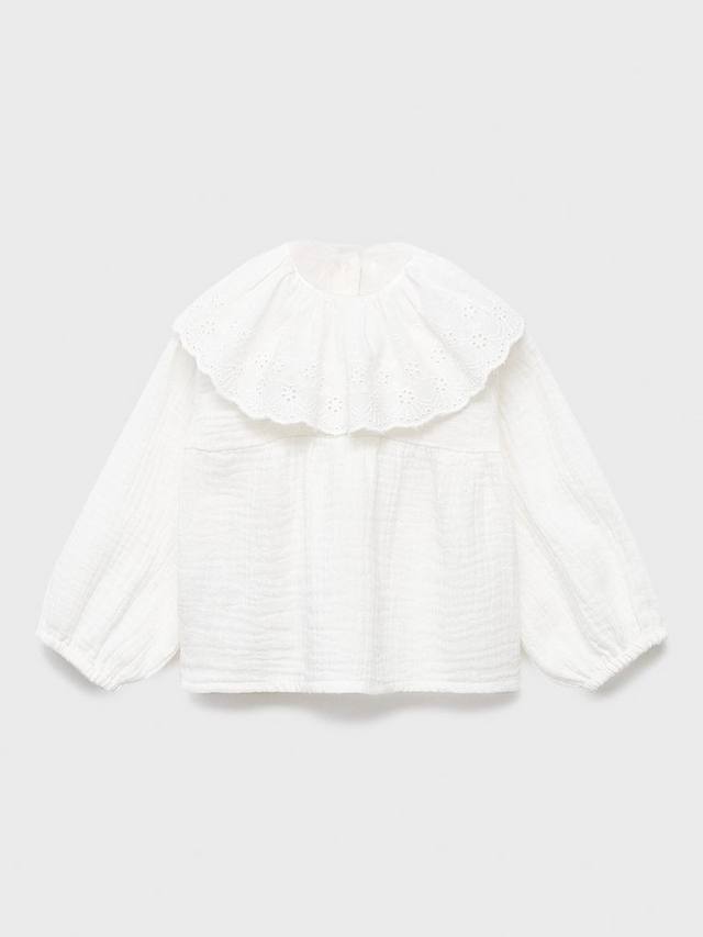 

Детский топ с воротником бабидолл из хлопка Mango, Natural White