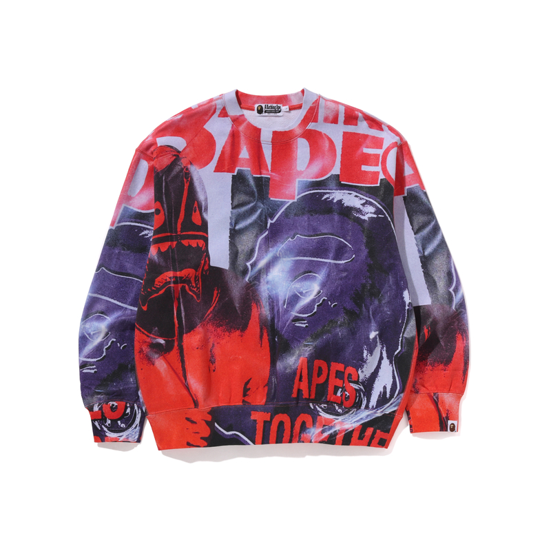 

Бейповский свитшот с оверпринтом, расслабленный крой A BATHING APE, мультиколор