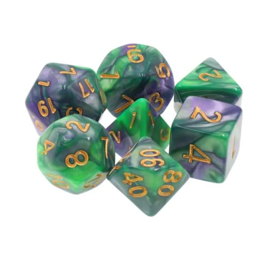 

Набор Poly — Хвост русалки с золотом (7), Dice Sets - Resin/Acrylic - Blue, Green, & Purple (Foam Brain Games)