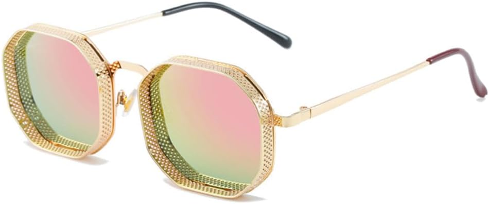 

Солнцезащитные очки UV400 с защитой от УФ-излучения - металлический панк, с полым градиентом, для женщин и мужчин, для бега и занятий спортом на открытом воздухе UYPTK, Golden Pink Mirror