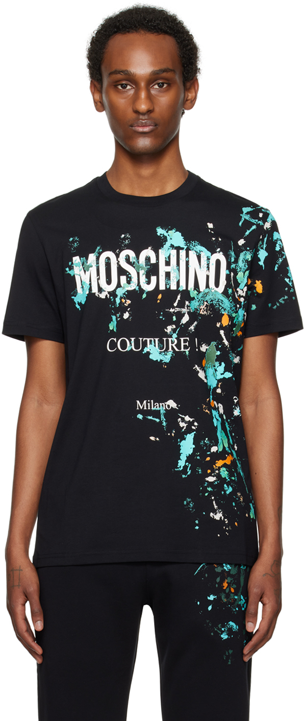 

Футболка с эффектом росписи Moschino, черный