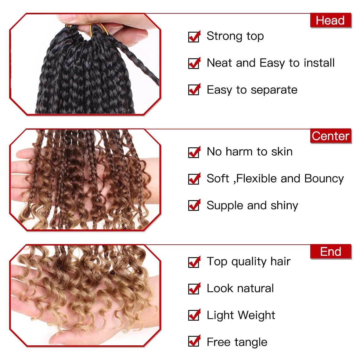 Набор синтетических косичек для наращивания волос Xtrend Boho Box Braids, 14 дюймов, 8 упаковок Xtrend, 53# — фото 2