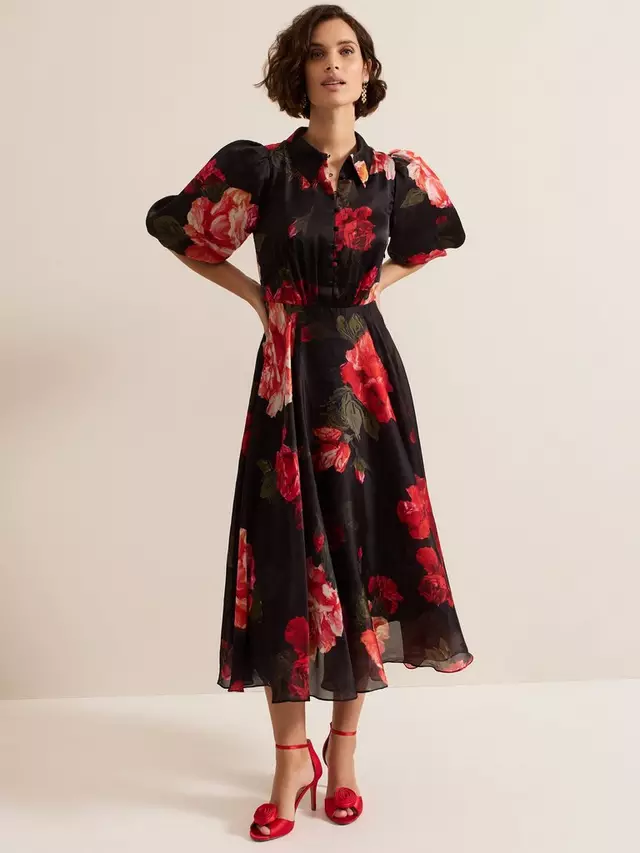 

Платье Phase Eight Cilla Rose Print, цвет black/multi
