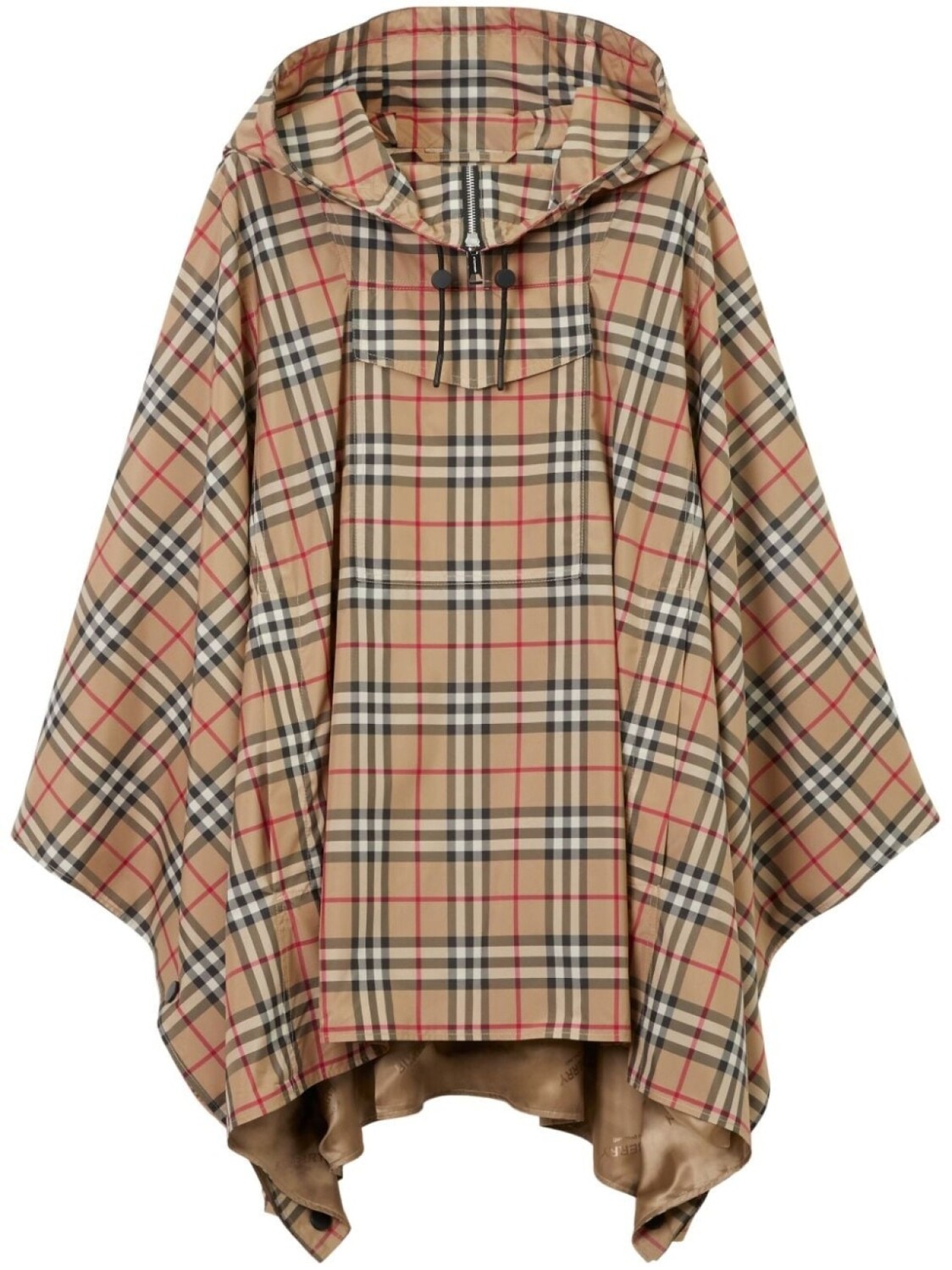 

Burberry пончо в клетку Vintage Check с капюшоном, нейтральный цвет