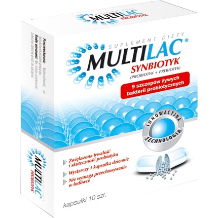 

MULTILAC Synbiotics Пробиотические Бактерии Капсулы 10 Капсул