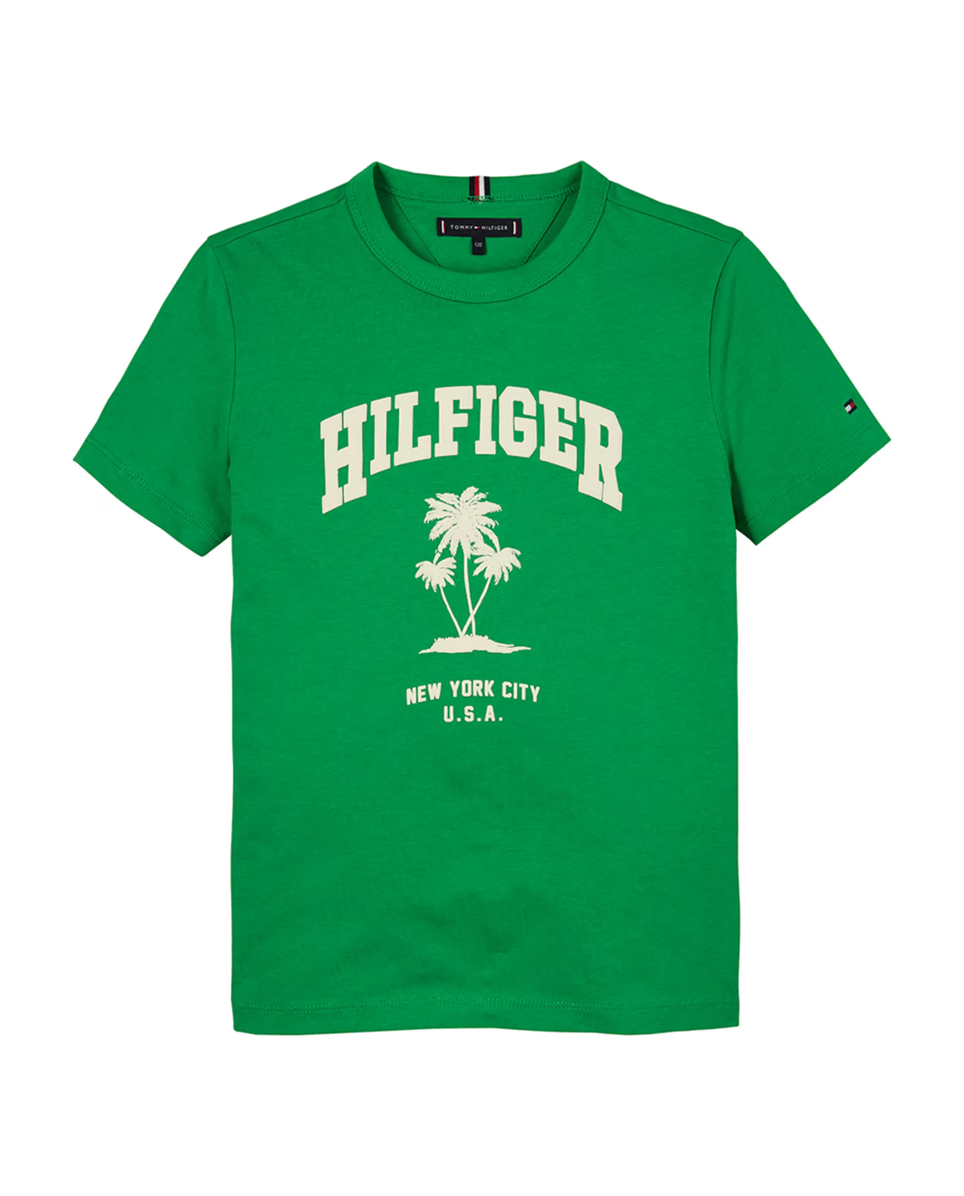 

Детская футболка с коротким рукавом, круглым вырезом и принтом спереди Tommy Hilfiger, зеленый