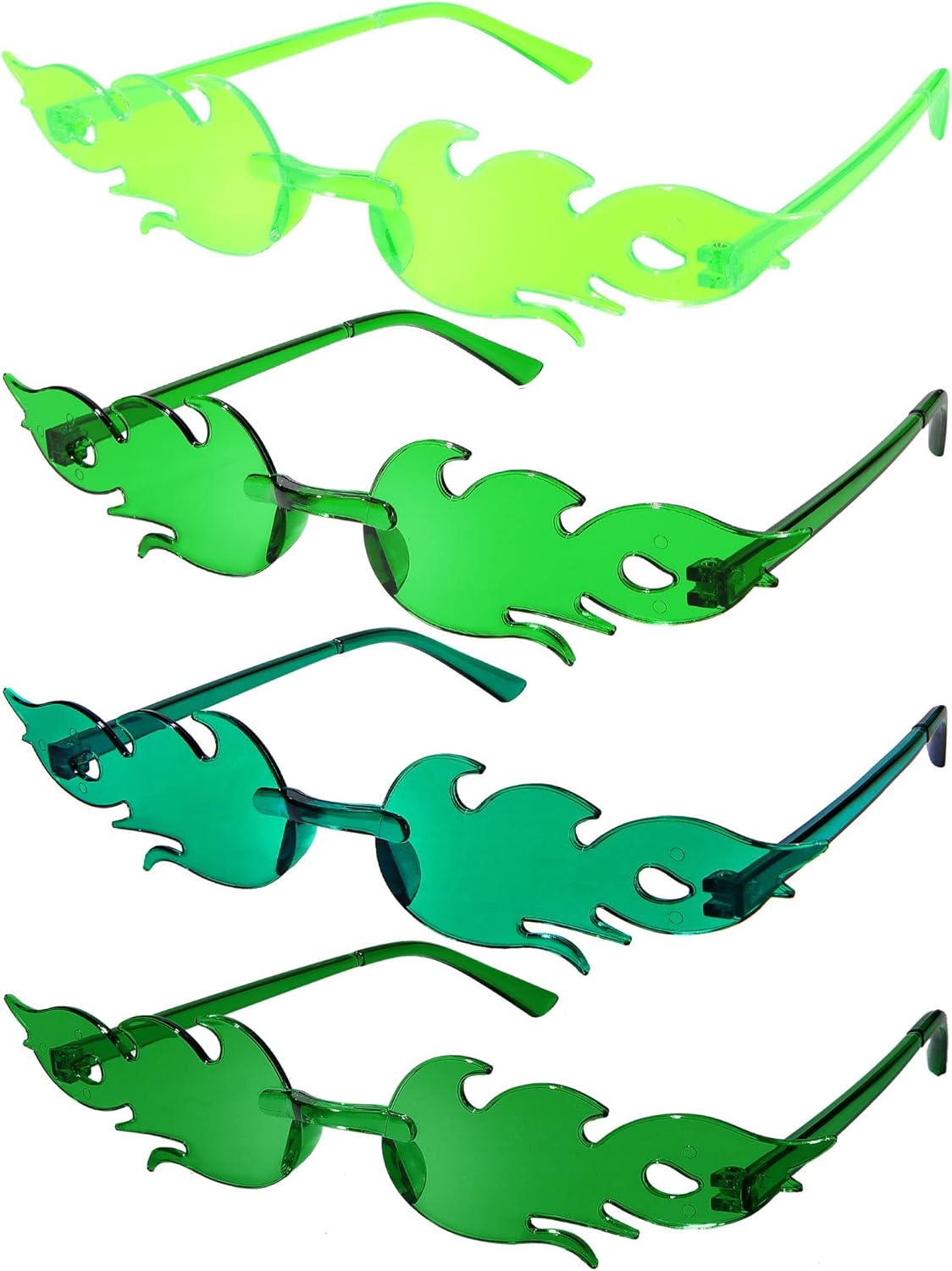 

EBOOT 4/8 пар очков Fire Flame без оправы, солнцезащитные очки Fire для женщин и мужчин, для Нового года, Дня святого Валентина, Дня святого Патрика. Декор для вечеринки, Green