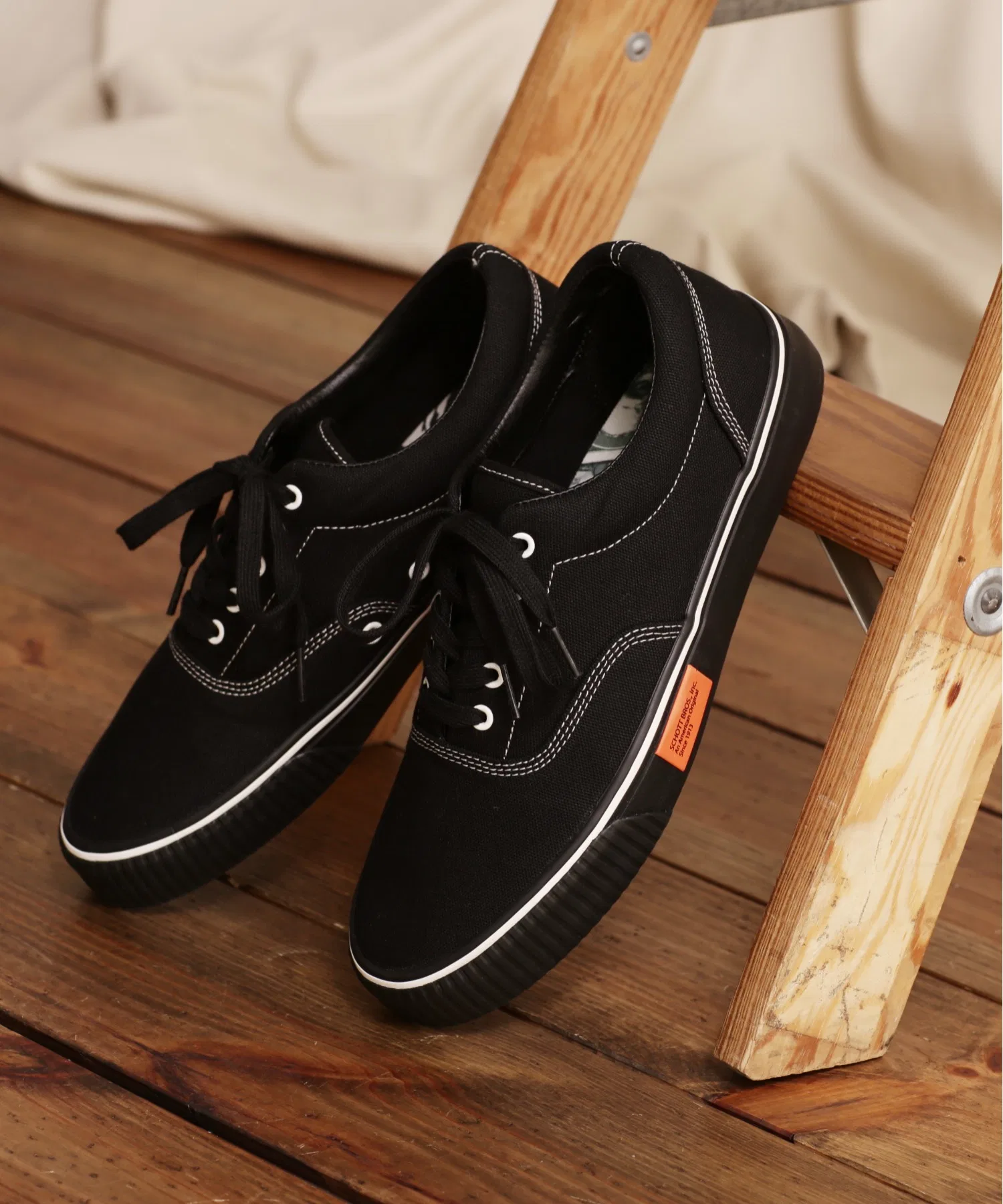 Унисекс кеды из хлопка Schott SNEAKERS 'BOWERY' чёрные