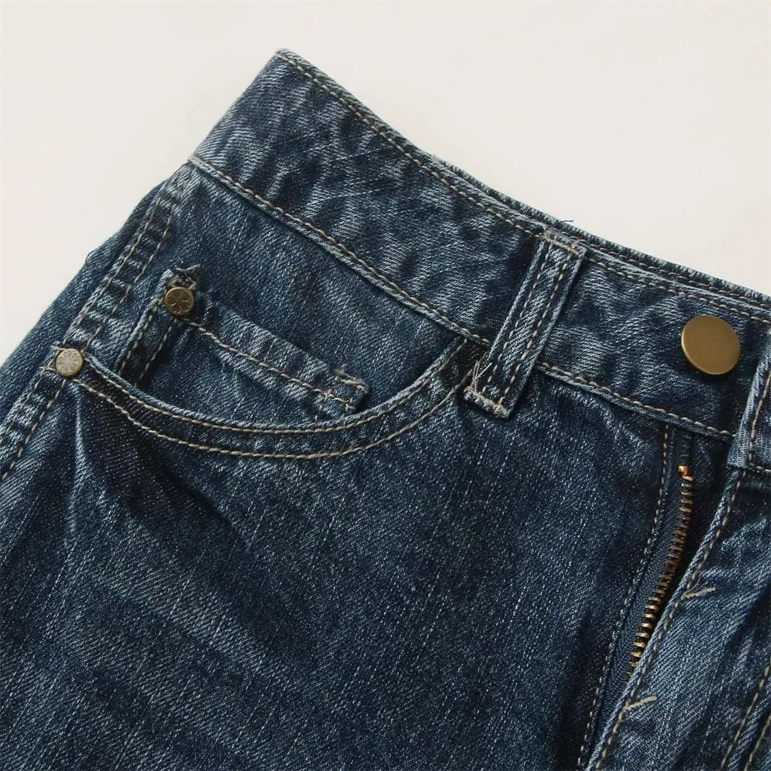 Женские джинсы Mid Rise Barrel, потертые широкие укороченные, свободный крой Boyfriend Fit с карманами Generic, синий — фото 4