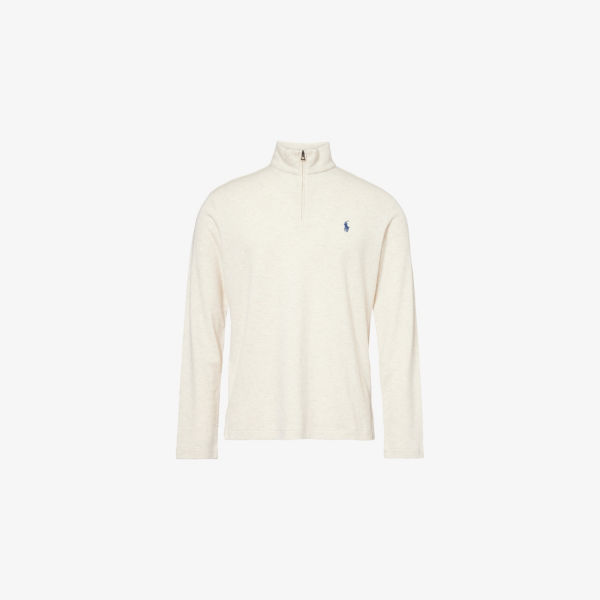 

Свитшот Polo Ralph Lauren из смесового хлопка с вышитым логотипом с воротником на молнии, белый