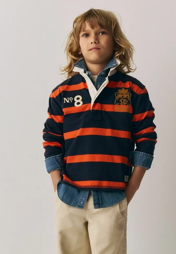 Рубашка-Поло для регби стандартного кроя, рубашка-поло Superdry & Co, Orange Navy