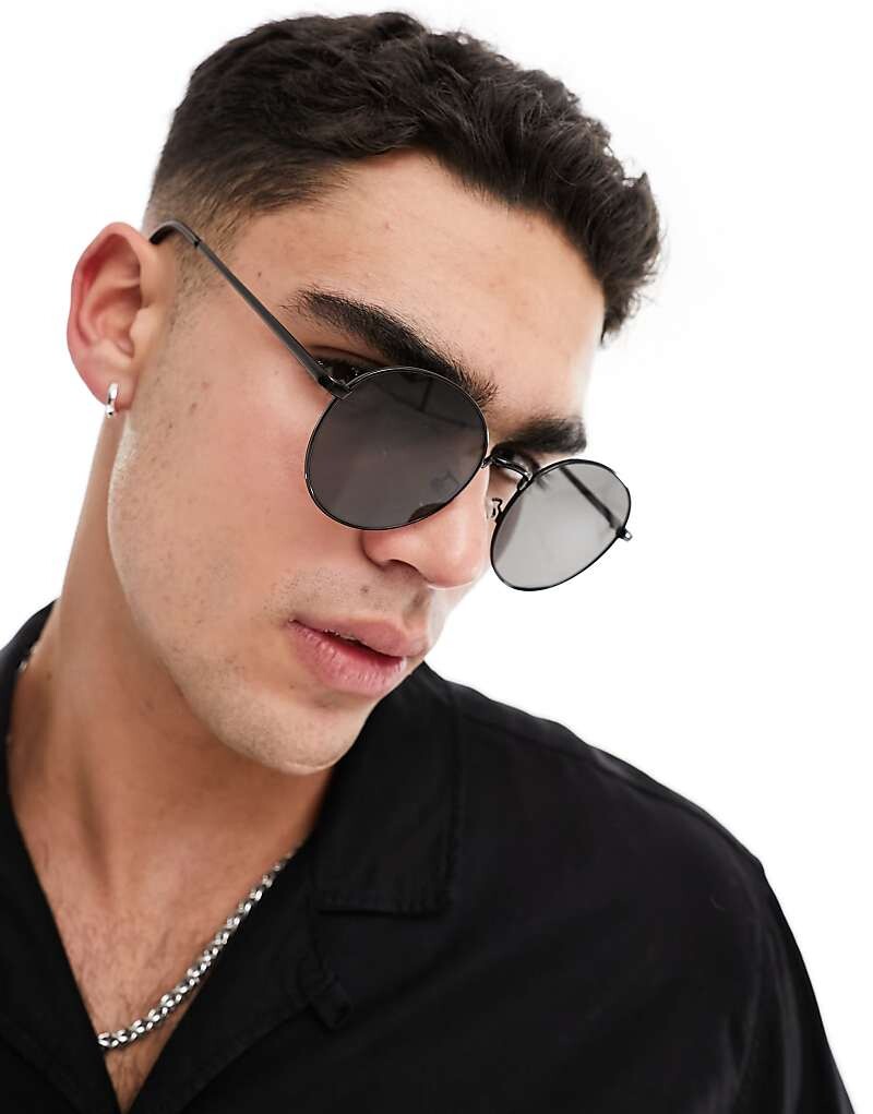 

New Look 2013 Черные солнцезащитные очки в круглой металлической оправе