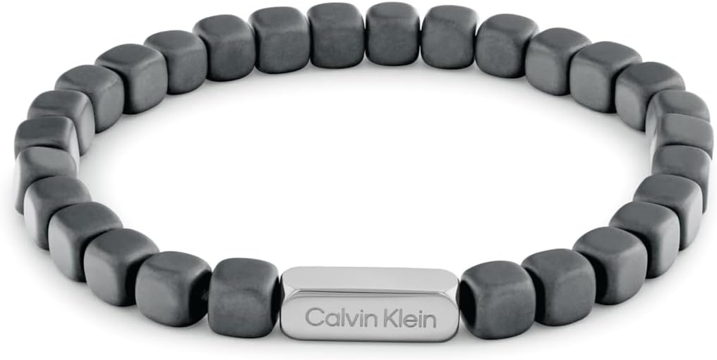 

Мужские украшения Calvin Klein - квадратный браслет с гематитовыми бусинами - регулируемый и удобный - модный аксессуар для повседневной носки - подарок для него, Grey Matte