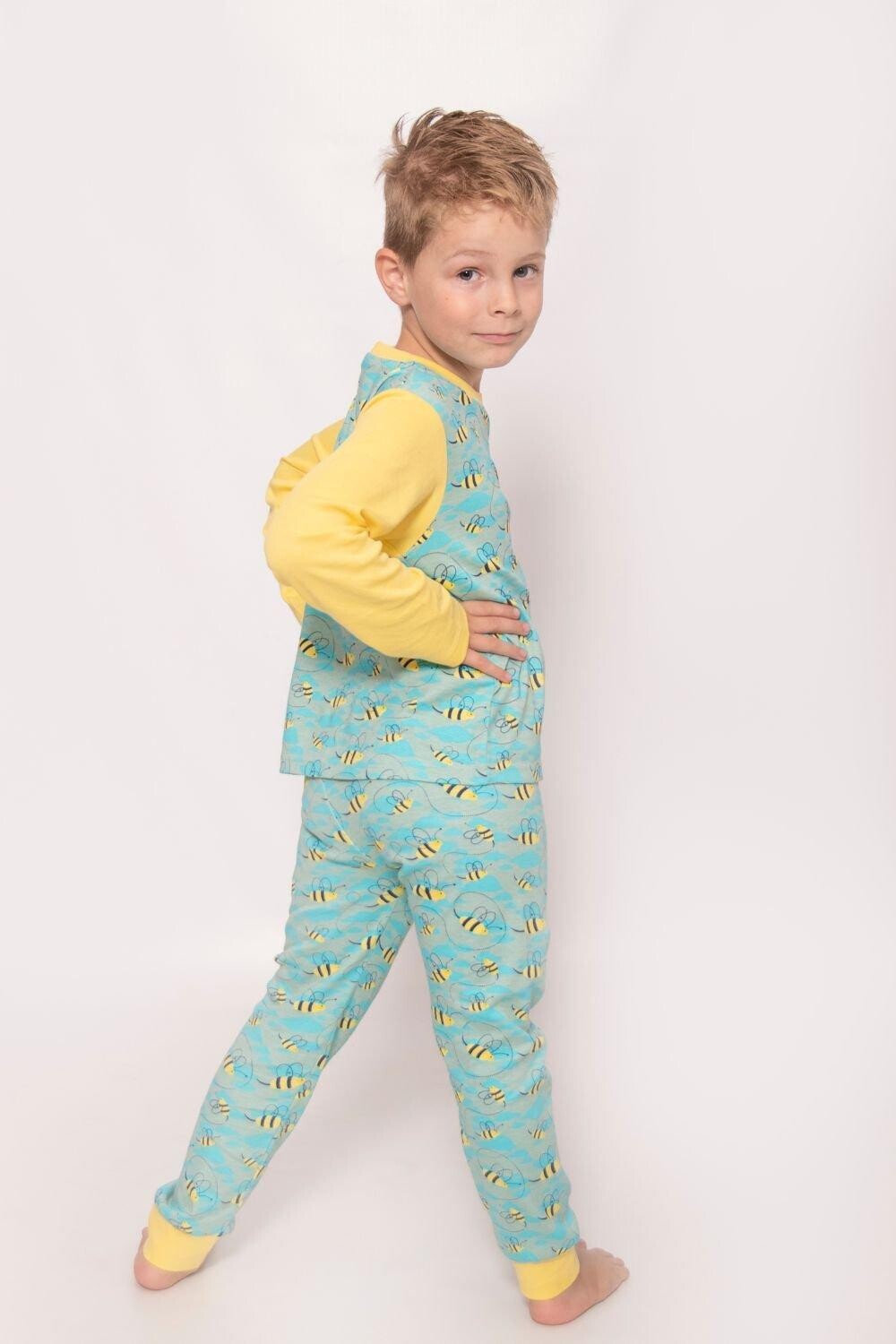 

Трикотажная пижама Busy Bees из органического хлопка Luca and Rosa, синий