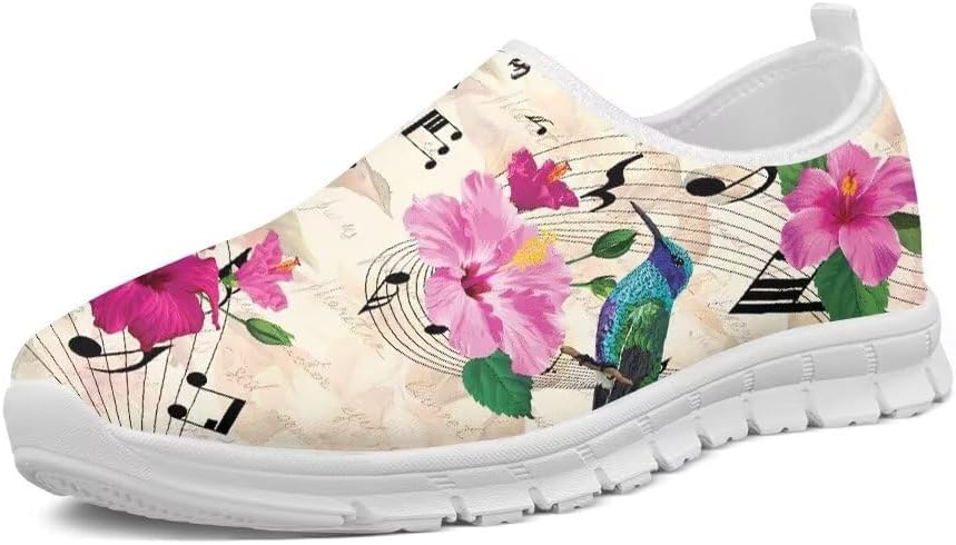 

Женские лоферы Forchrinse Fire Running Horse без шнурков, мужские легкие прогулочные кроссовки, мягкие и удобные модные кроссовки для бега, тенниса, работы и путешествий, Hummingbird Hibiscus Music Note