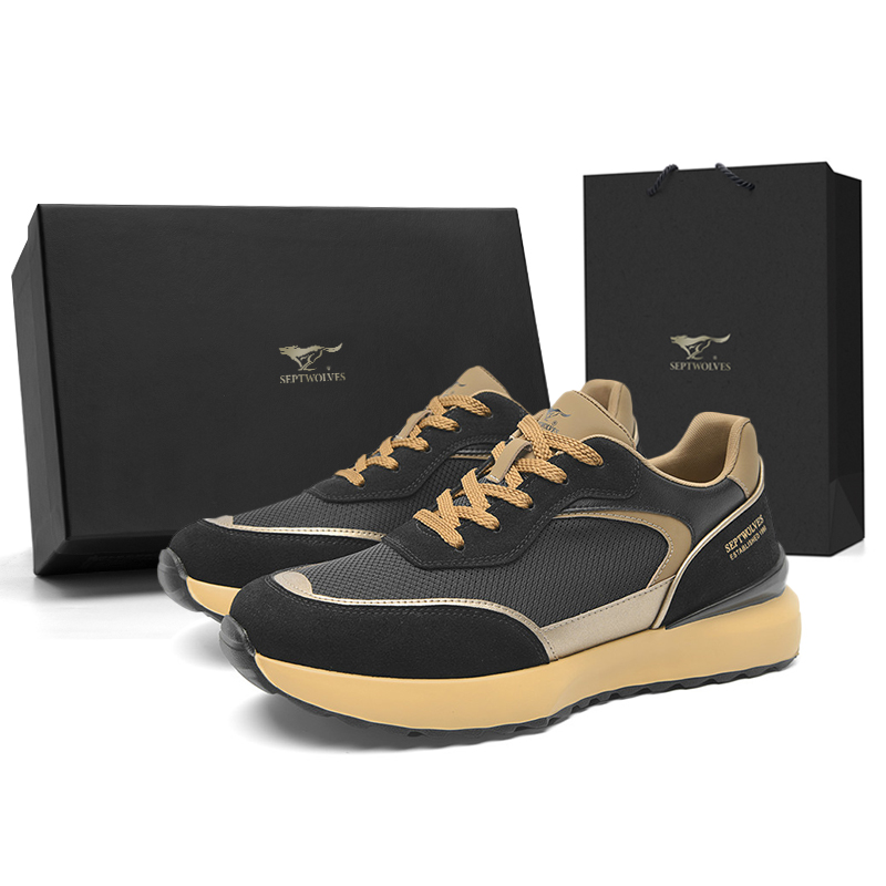 

SEPTWOLVES Мужские повседневные кеды низкие черно-коричневые, цвет Black Brown (Standard Leather Shoe Size)