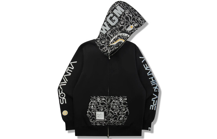 

Толстовка с капюшоном BAPE X Hajime Sorayama Shark Full Zip, черная A Bathing Ape, белый