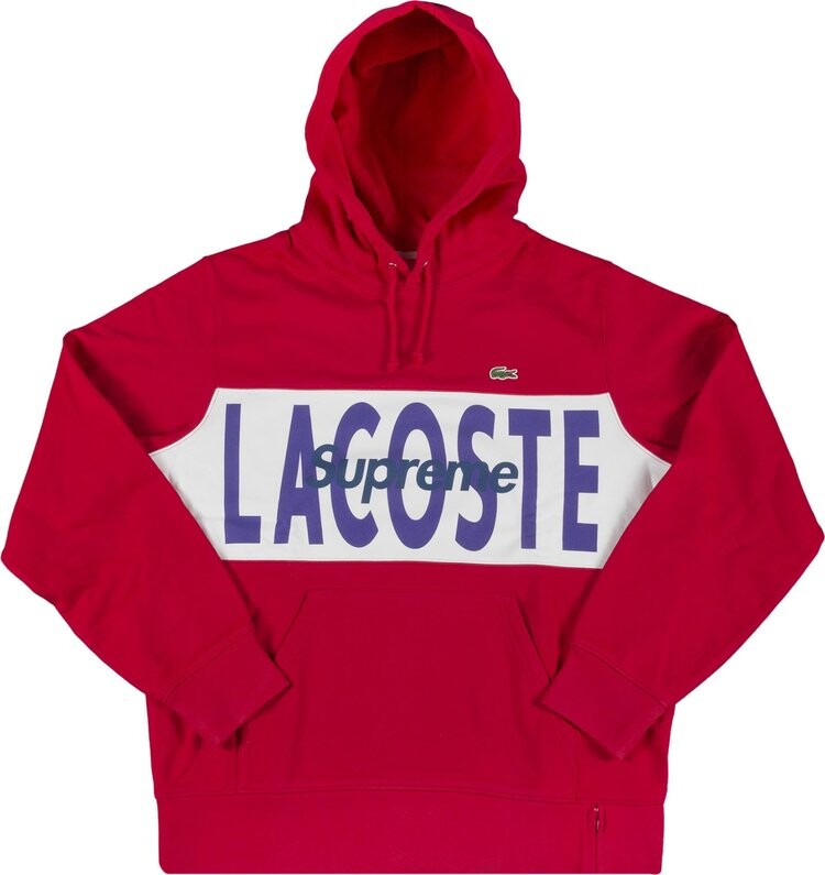 

Толстовка Supreme x Lacoste Logo Panel Hooded Sweatshirt 'Red', красный