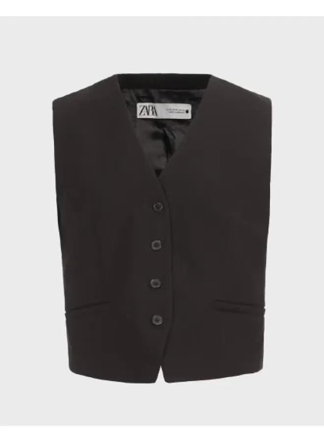 Костюм-жилет женский офисный Zara, черный