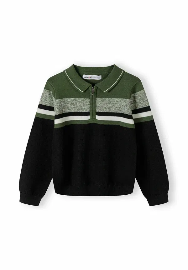 Водолазка хлопковая Stripe collar long sleeve Minoti, khaki black, черный/хаки — фото 2