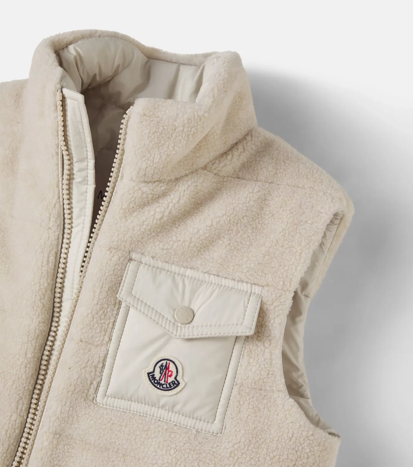 Жилет утепленный Merek Teddy Moncler Enfant, бежевый — фото 4