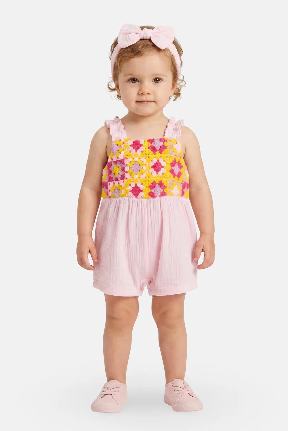 Боди-комбинезон с повязкой на голову, комплект, Baby Essentials, розовый