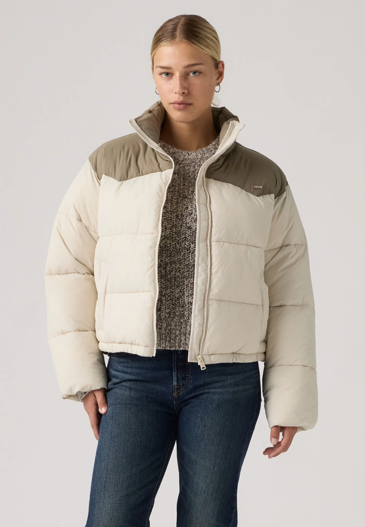 Женская зимняя куртка Levi's Palmer Puffer, бежевый — фото 4