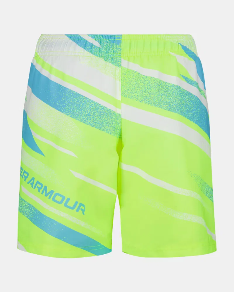 Шорты для плавания 15 см быстросохнущие UPF 50+ UA Speed Eng UnderArmour, High Vis Yellow/Fresco Blue — фото 3
