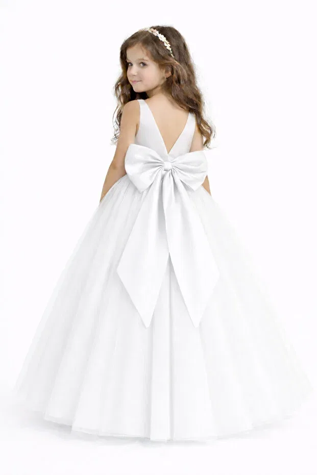 Детское платье для девочек с длинным рукавом Prom NSMKidslife, White — фото 2